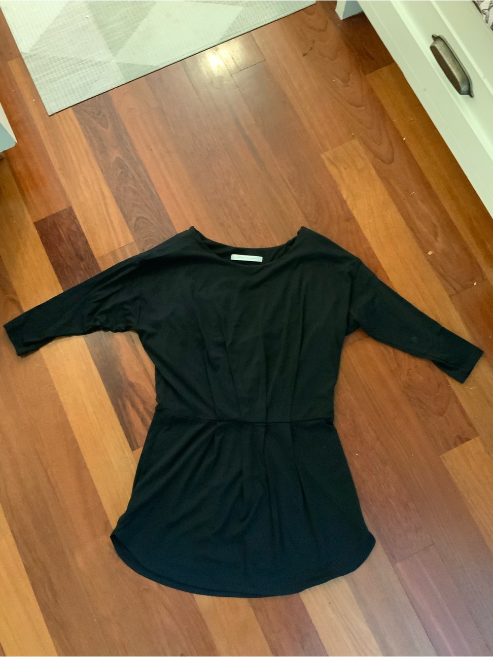 Susana Monaco Black Dolman 3/4 Sleeve Boatneck Dress